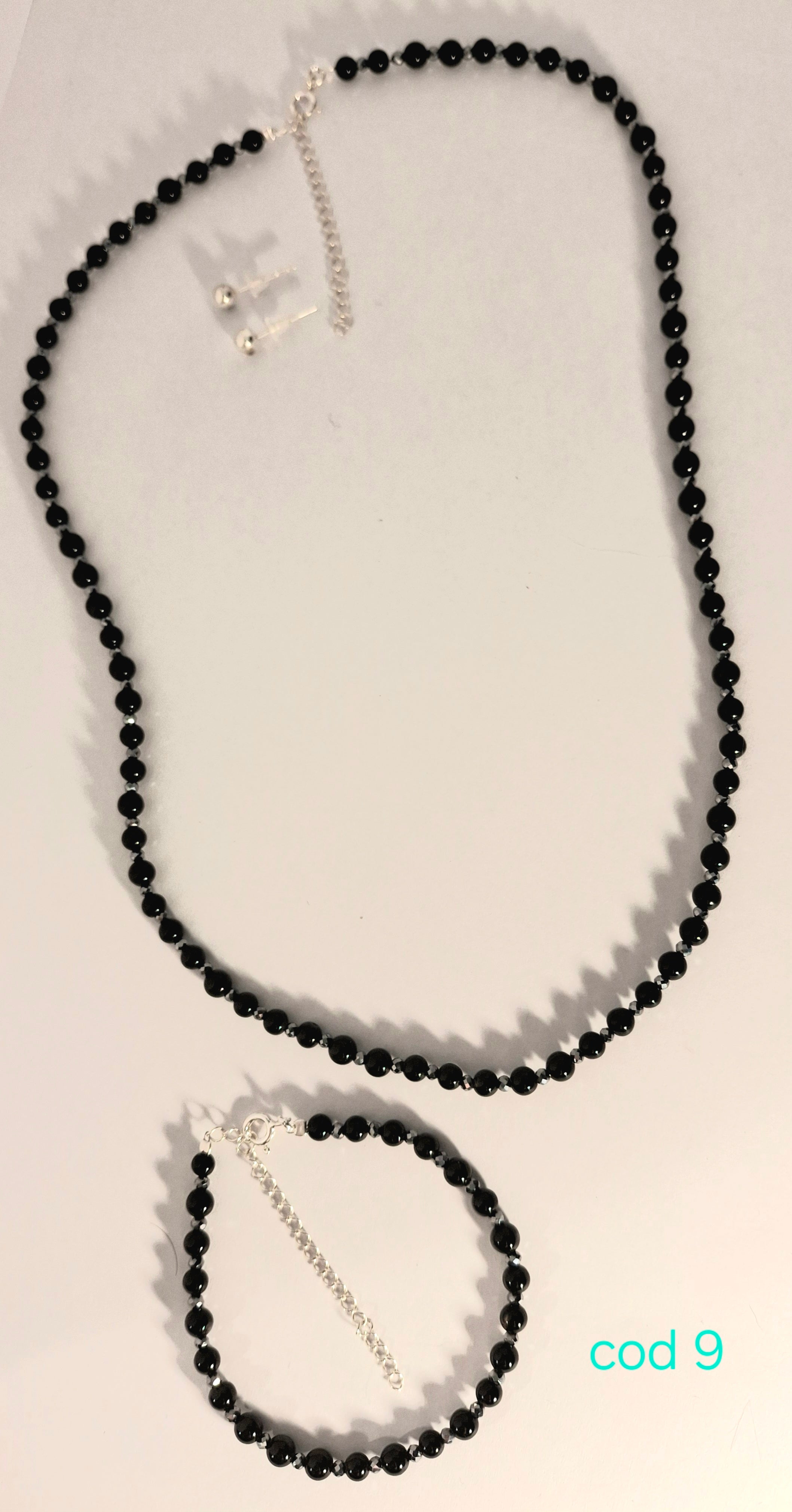 Set Colier cu Bratara Cod 9 - Onix, Terahert, argint 925