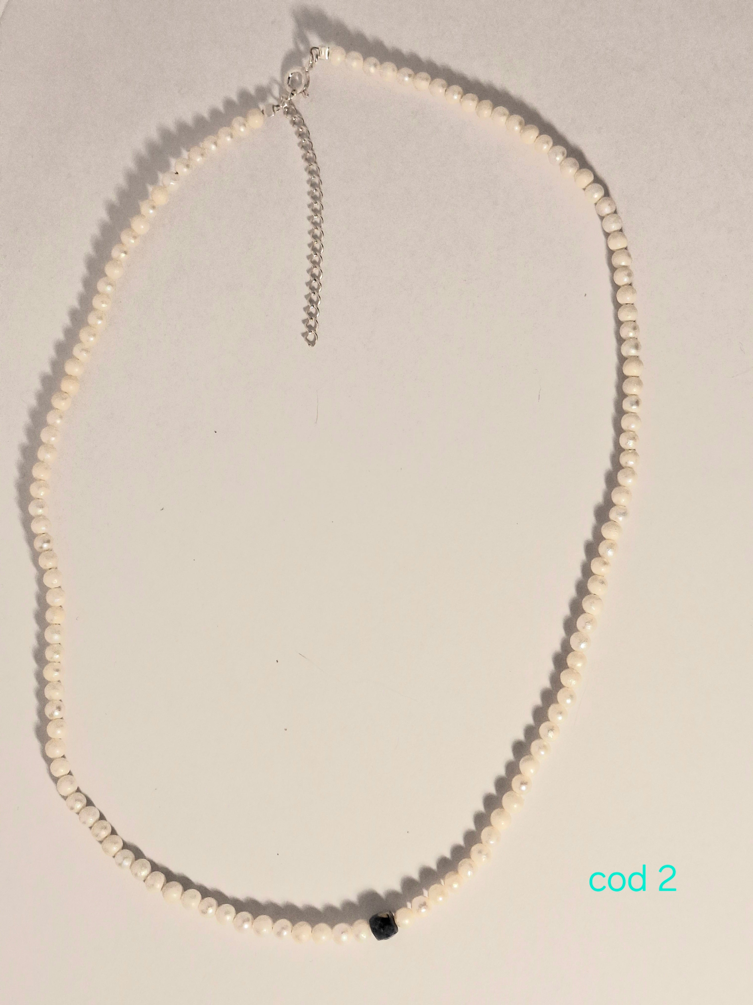 Colier din perle de cultura cu safir in argint 925 (Cod 2)