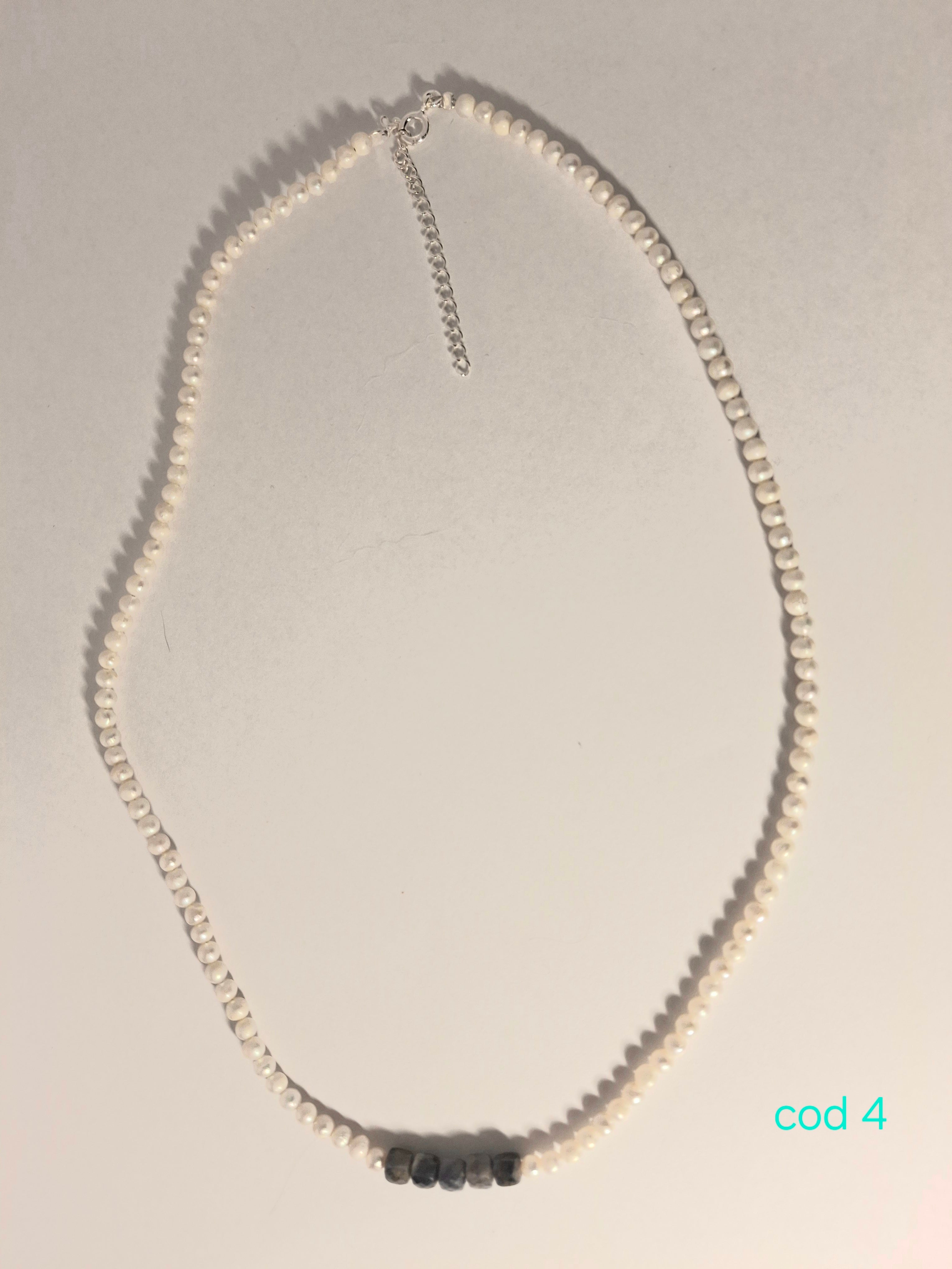 Colier din perle de cultura si safir in argint 925 (Cod 4)