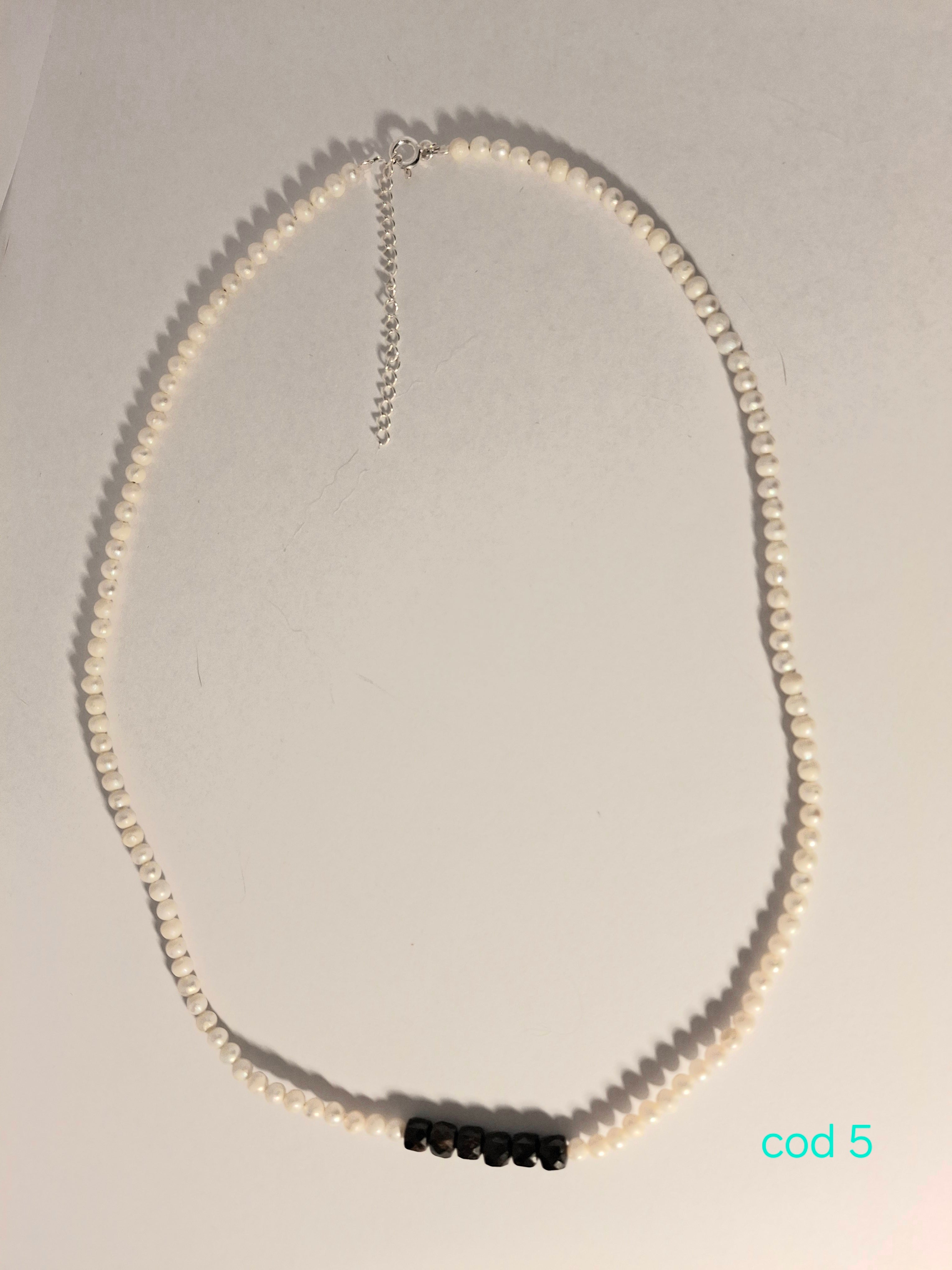 Colier din perle de cultura si safir in argint 925 (Cod 5)