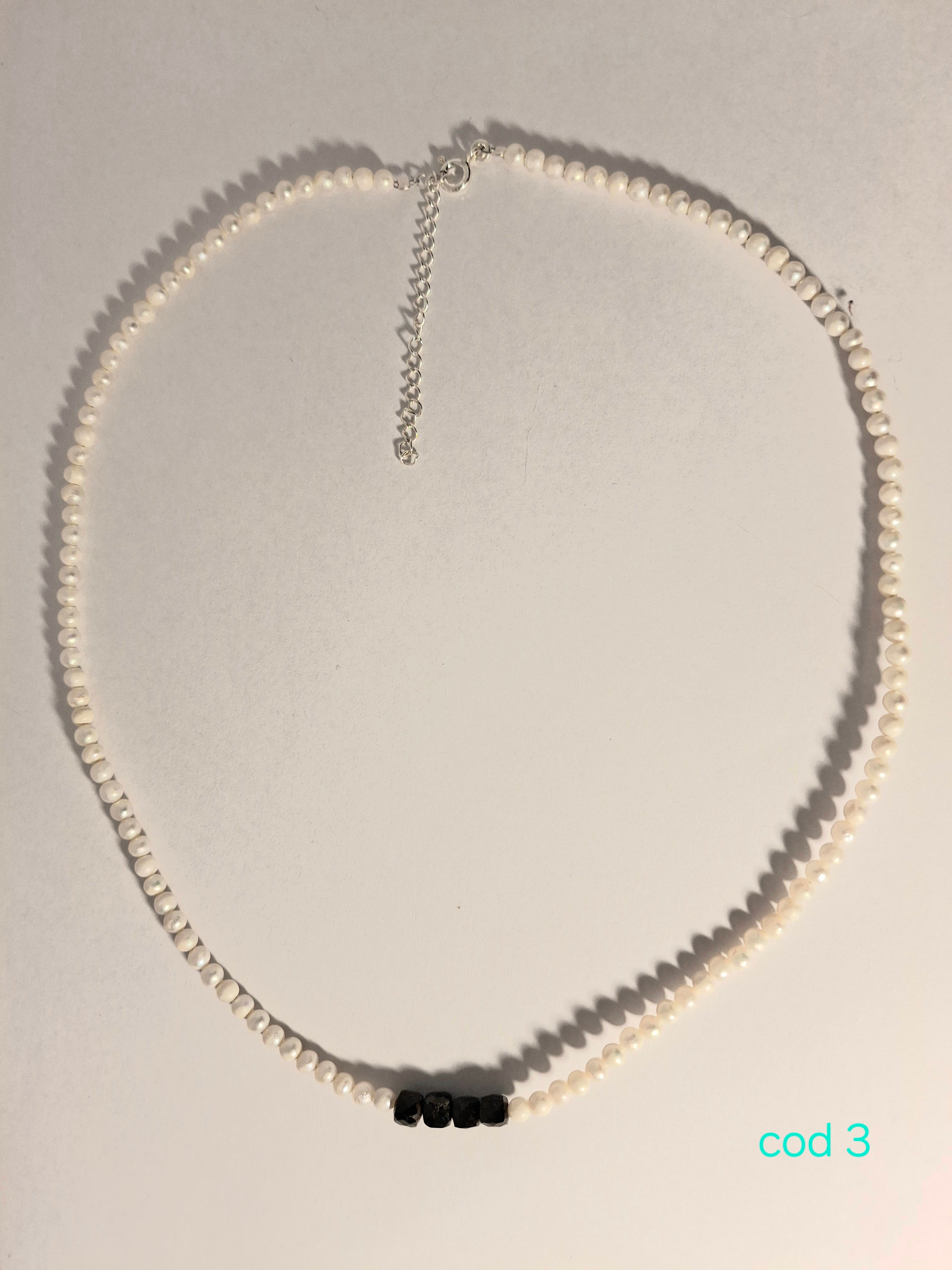 Colier din perle de cultura si safir in argint 925 (Cod 3)