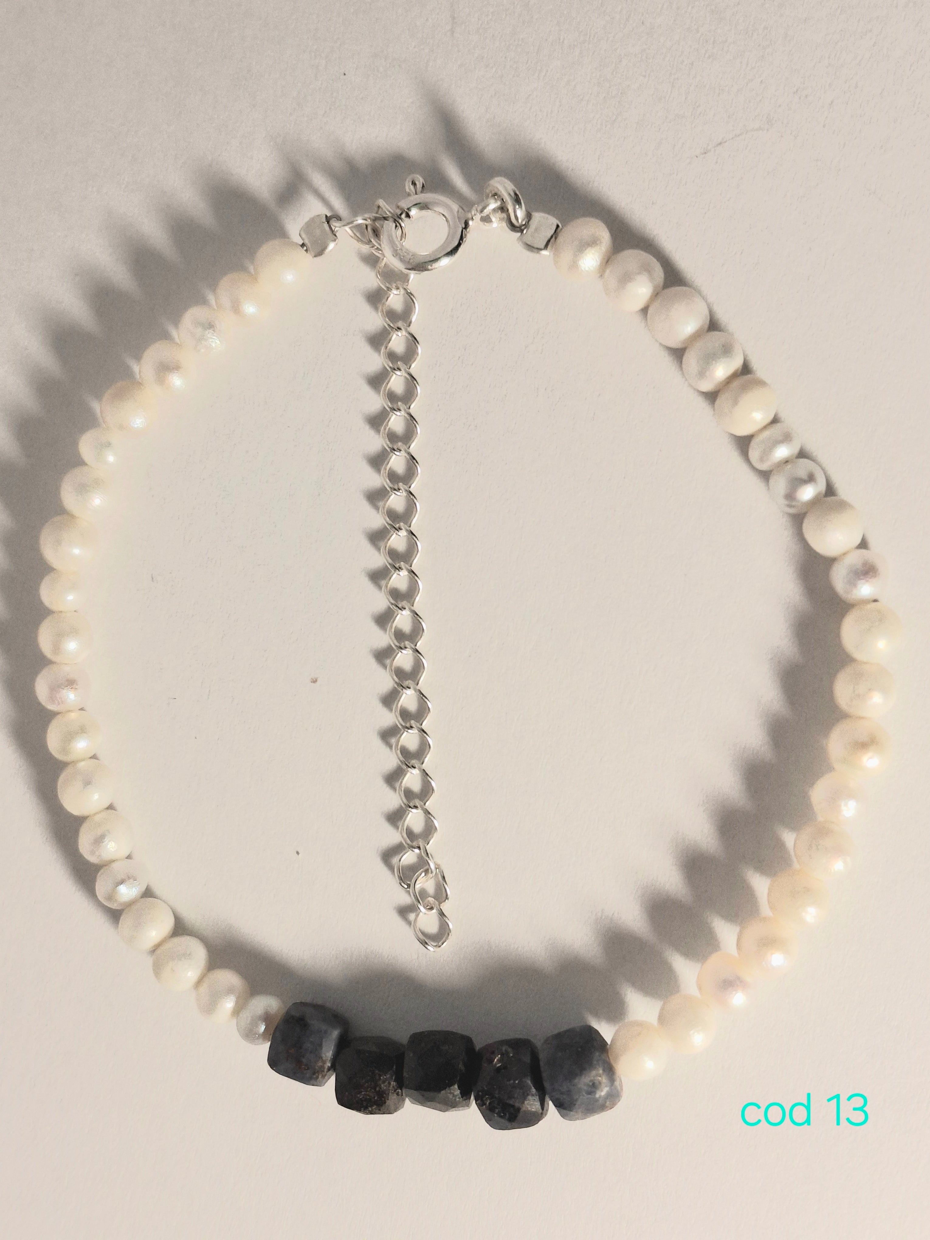 Bratara din 5 Safire si Perle de cultura in argint 925 (Cod 13)