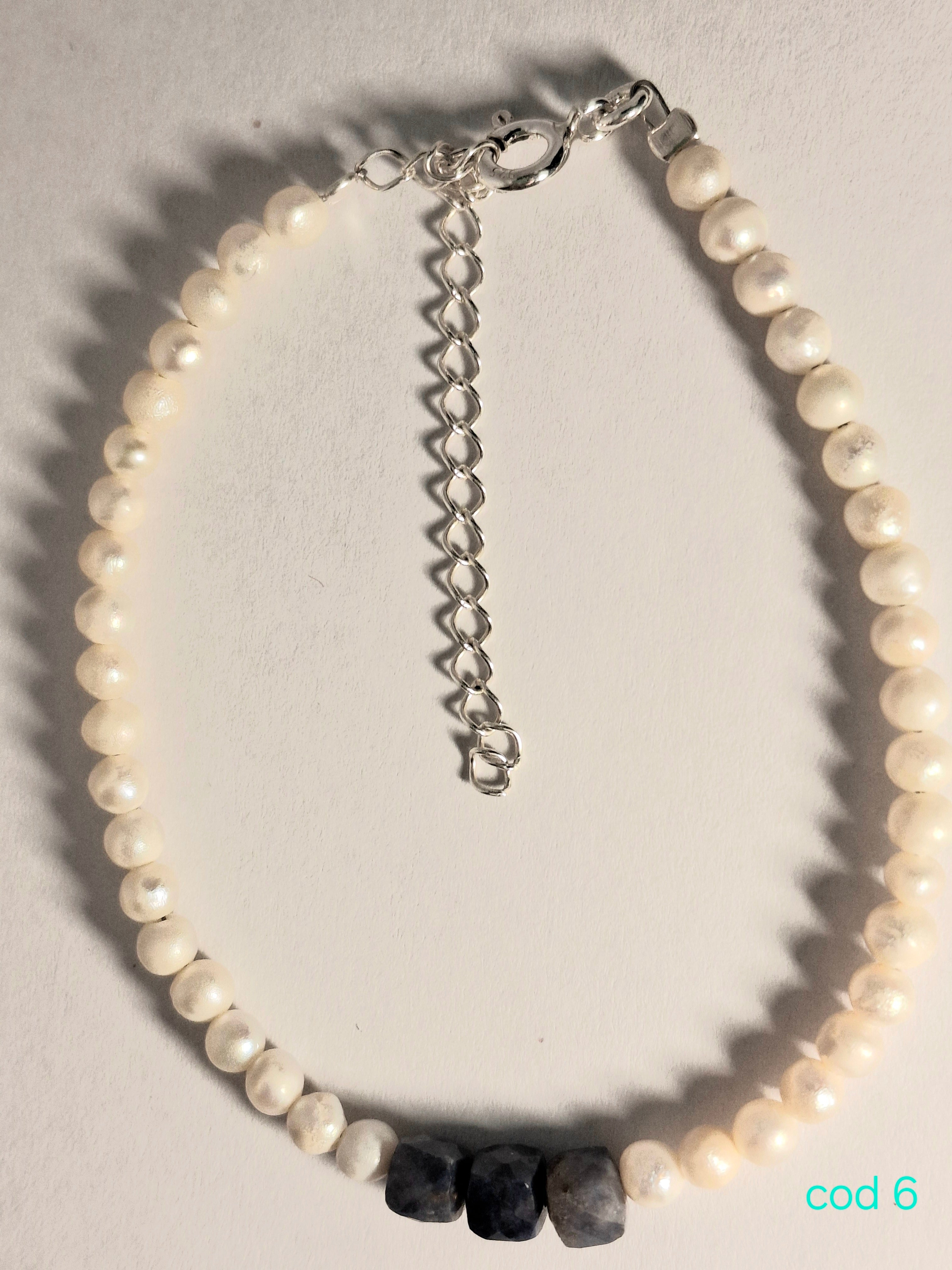 Bratara cu 3 Safire si Perle de cultura in argint 925 (Cod 6)