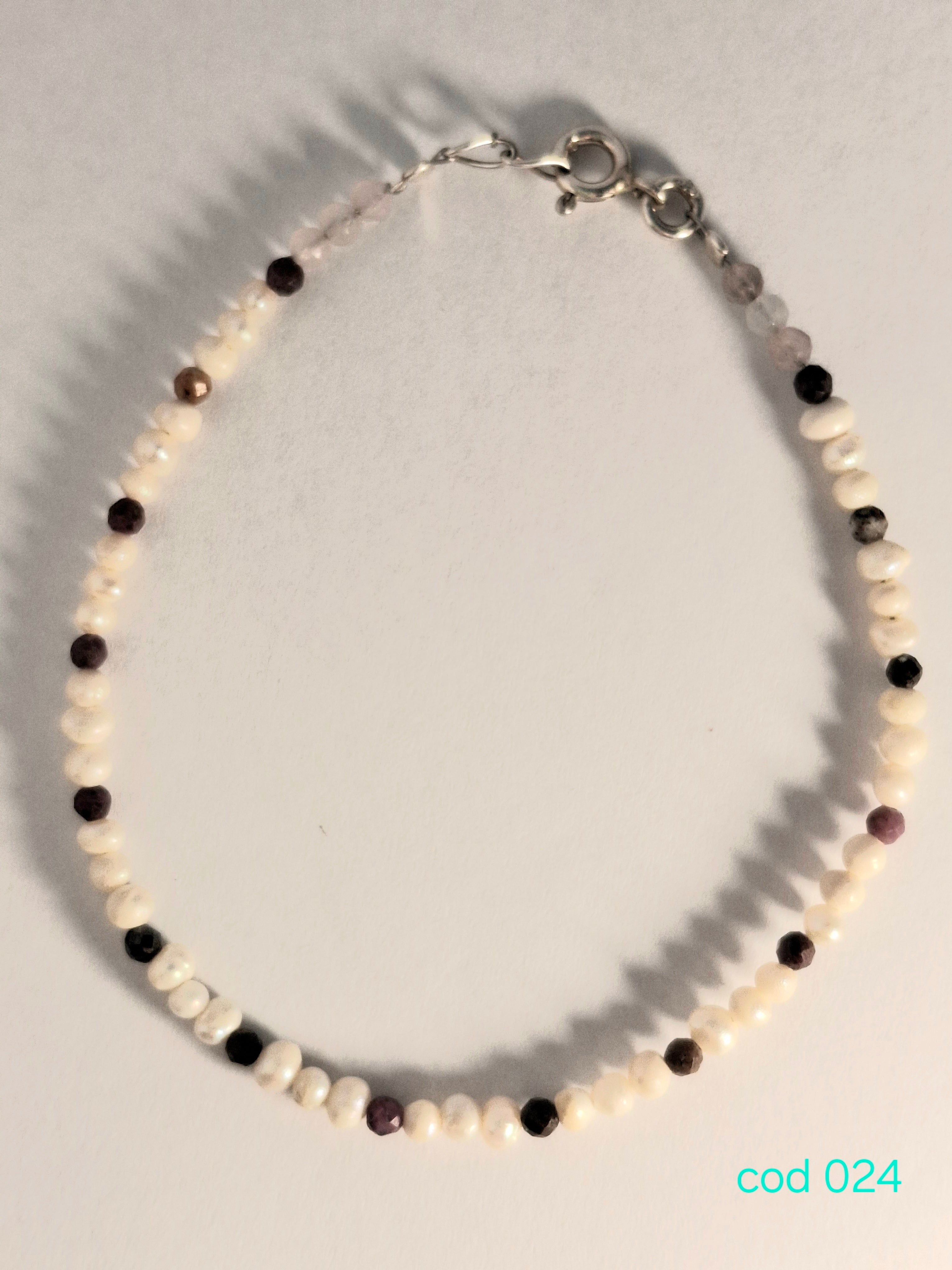 Bratara  din Perle de cultura, Rubin si Opal in argint 925 (Cod 024)