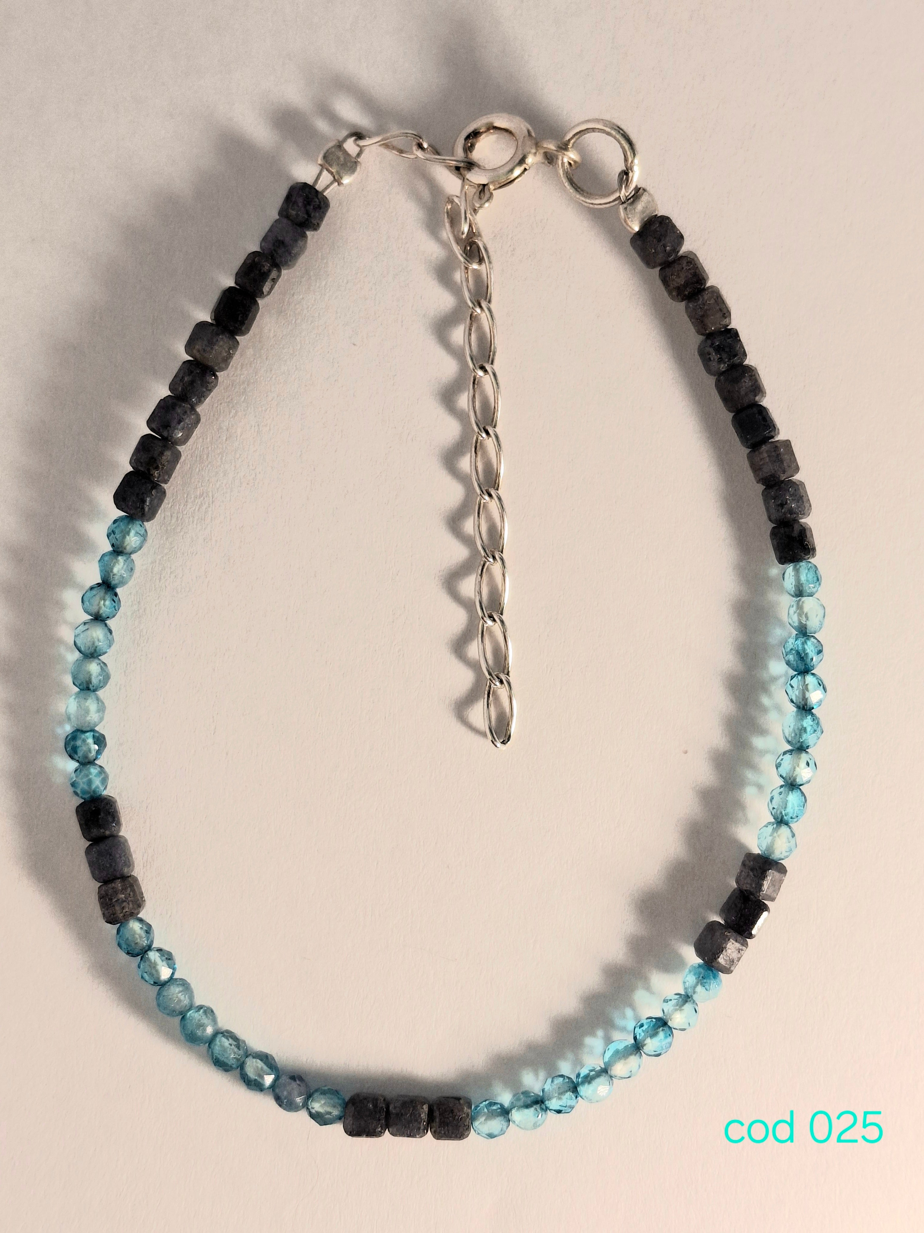 Bratara din pietre pretioase, Safir si Topaz, in argint 925 (Cod 025)