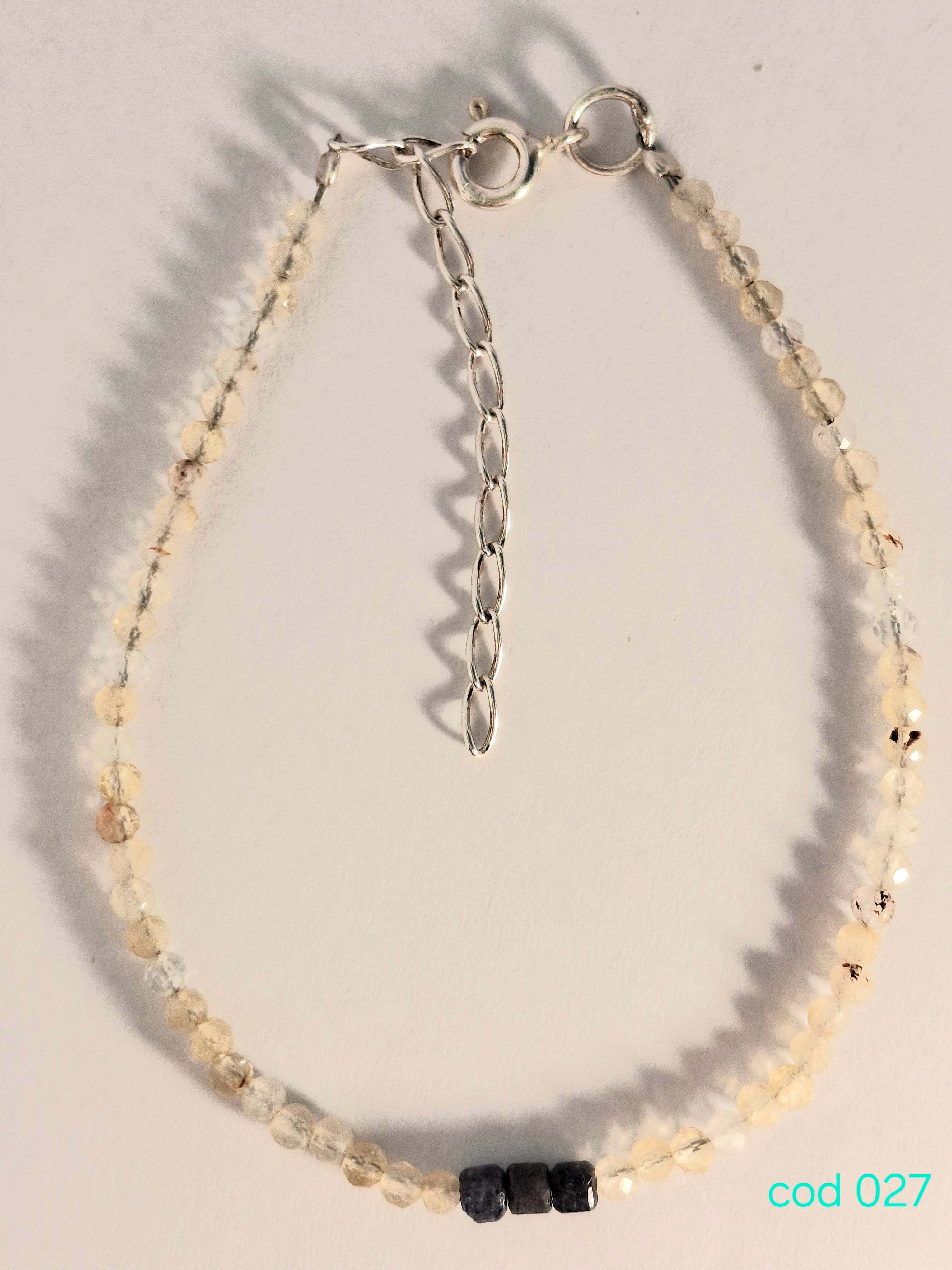 Bratara handmade din pietre pretioase si semipretioase, Safir si Citrin, in argint 925 (Cod 027)