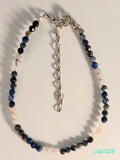 Bratara handmade din pietre semipretioase, Lapis lazuli si Cuart roz, in argint 925 (Cod 029)