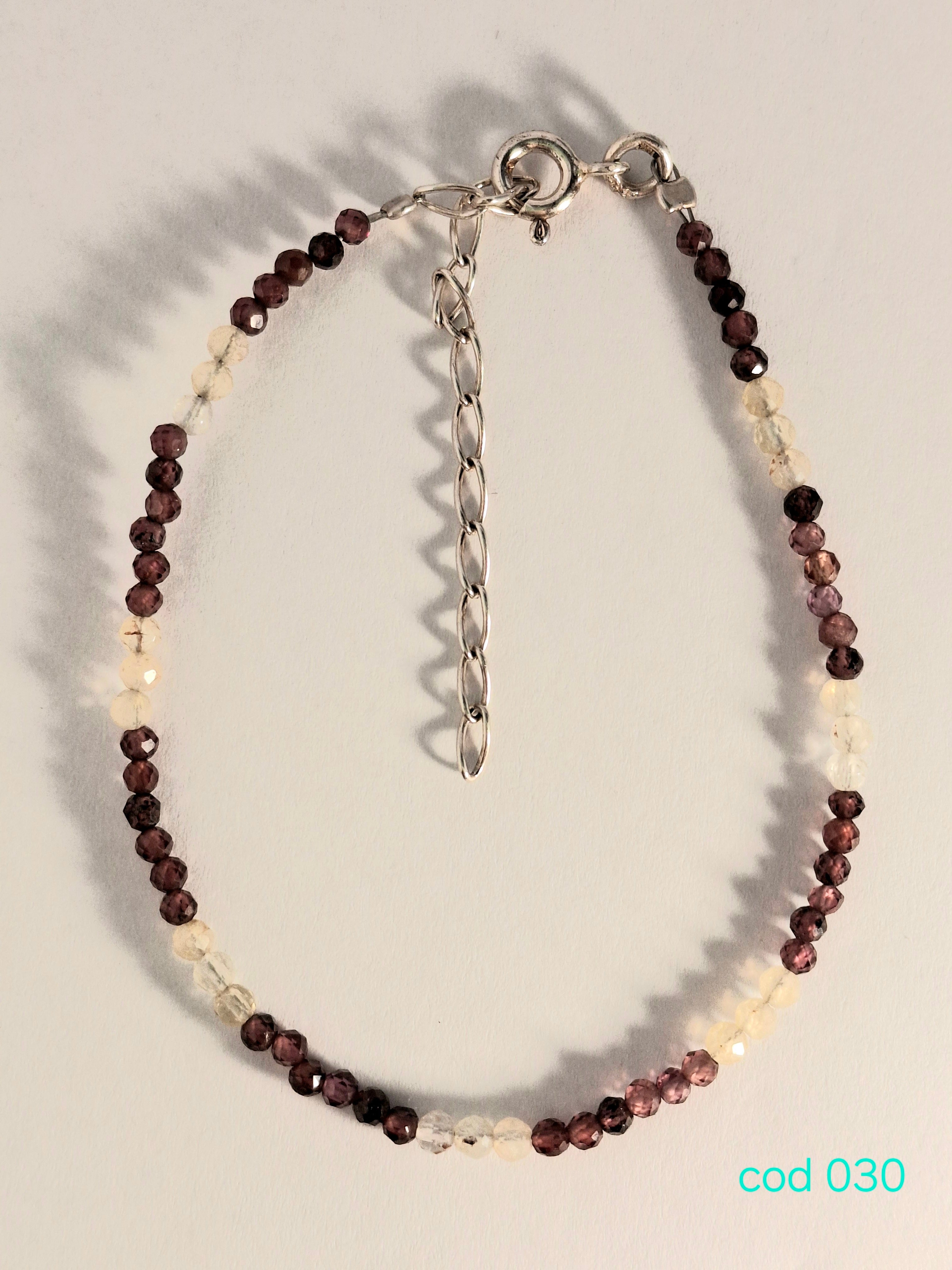 Bratara handmade din pietre semipretioase, Citrin si Granat cristale, in argint 925 (Cod 030)