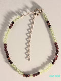 Bratara handmade din pietre semipretioase, Peridot si Granat cristale, in argint 925 (Cod 032)