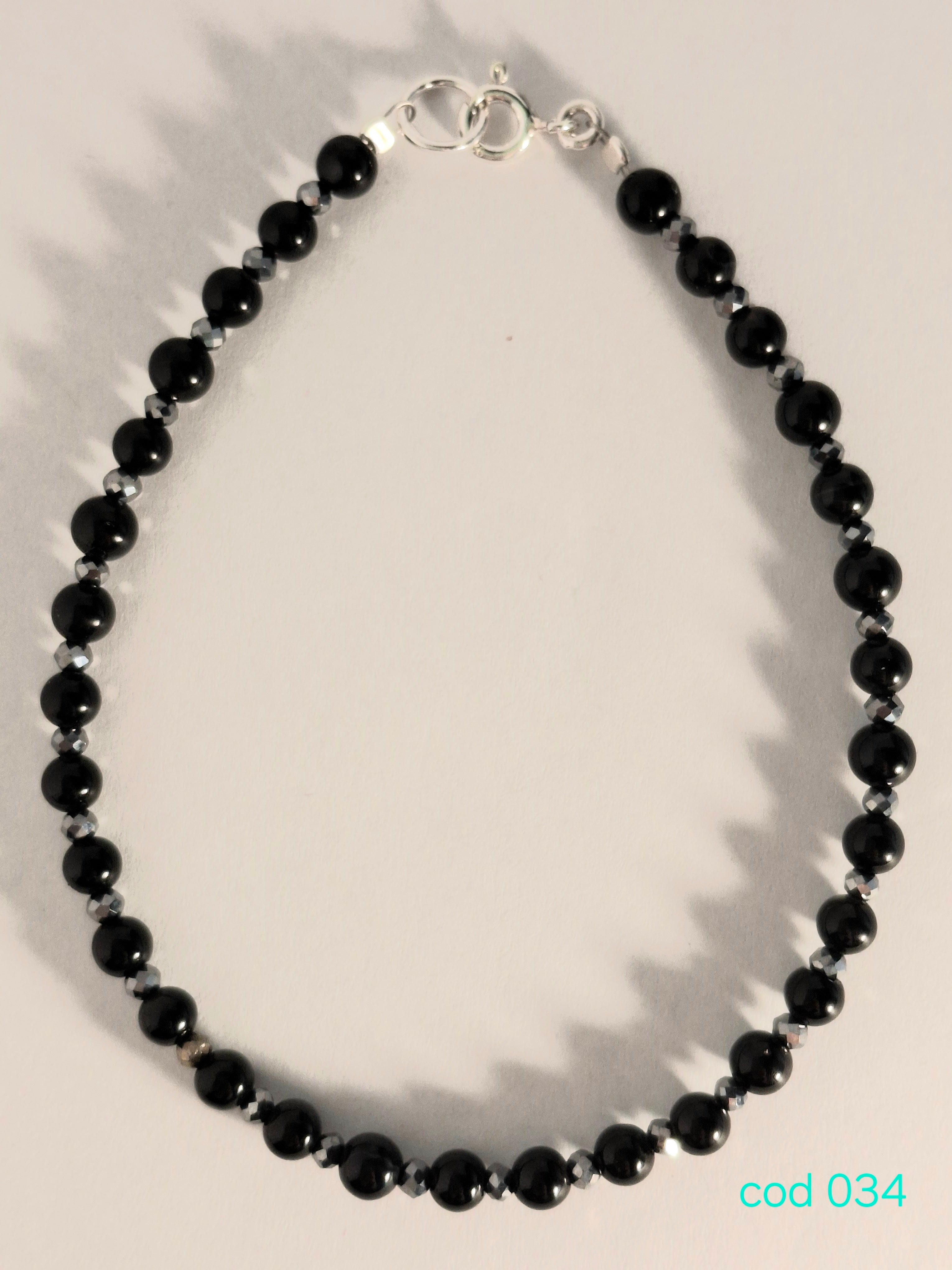 Bratara handmade Unisex din pietre semipretioase, Onix si Terahert, in argint 925 (Cod 034)