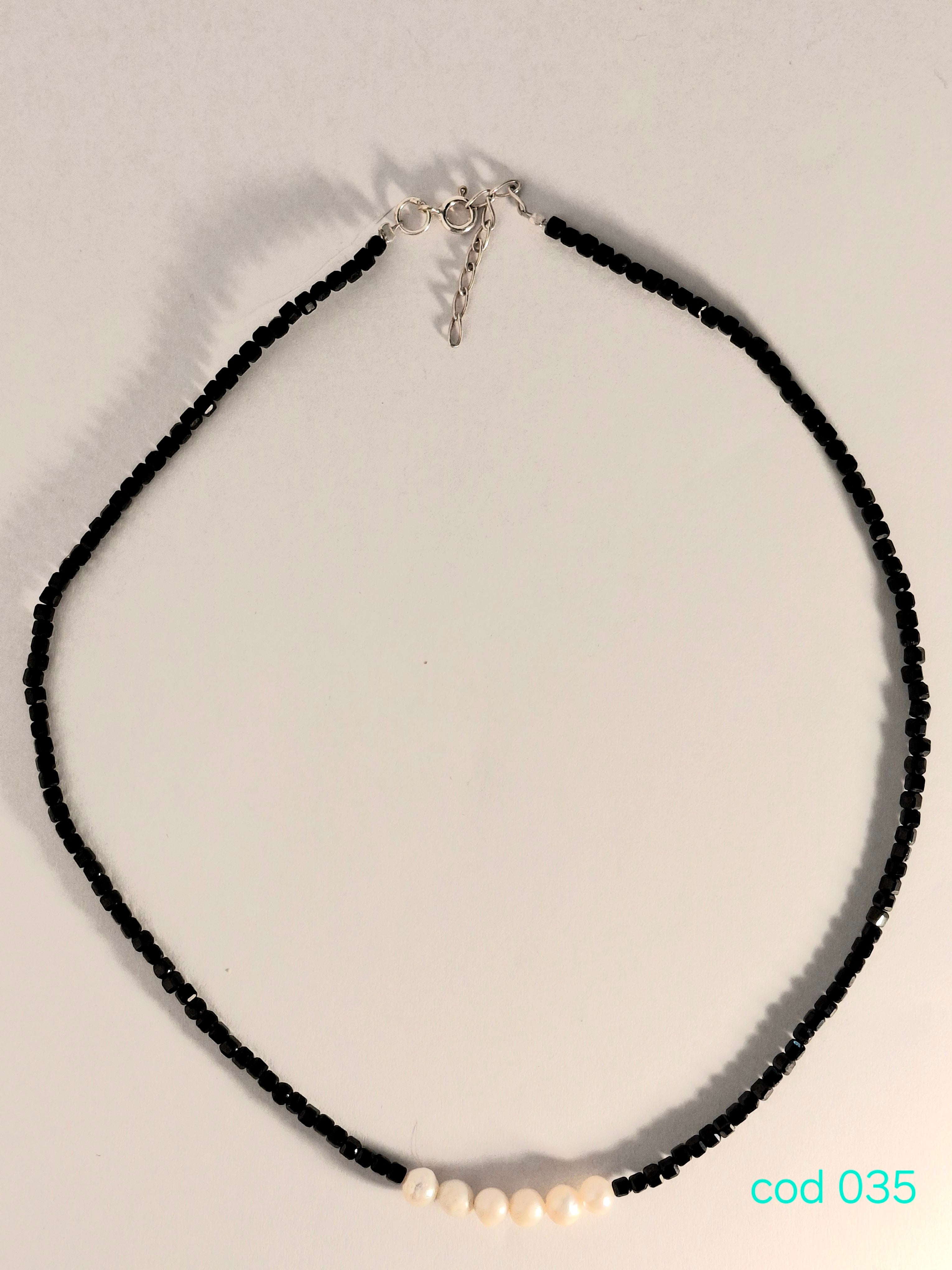 Colier handmade din Perle de cultura si Spinel in argint 925 (Cod 035)