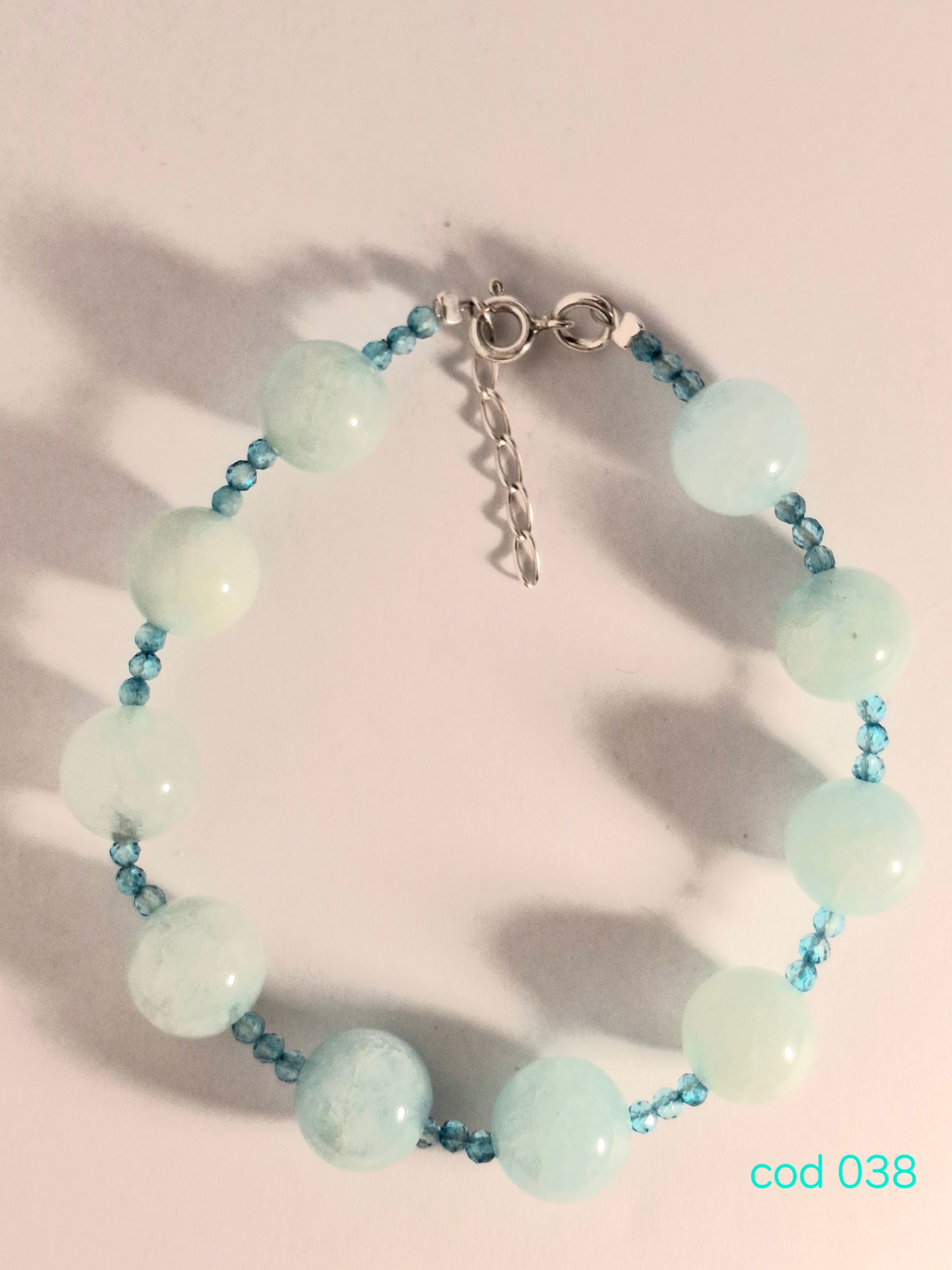 Bratara handmade din Pietre pretioase si semipretioase, Topaz si Acvamarin in argint 925 (Cod 038)