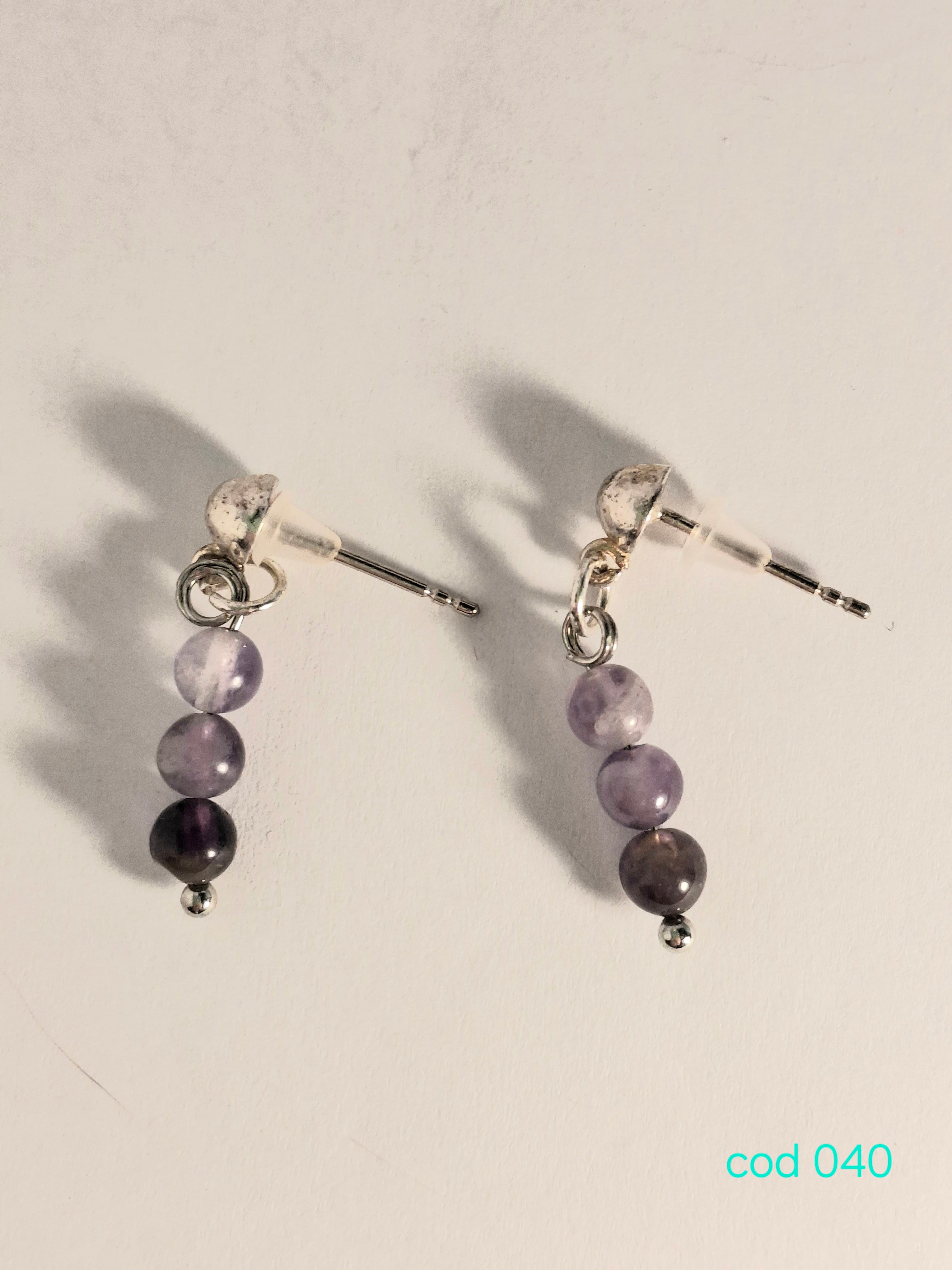 Cercei handmade din pietre semipretioase (Ametist) in argint 925 (Cod 040)