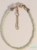 Bratara handmade din Pietre semipretioase, Peridot si Hematit inimioare, in Inox auriu (Cod 049)